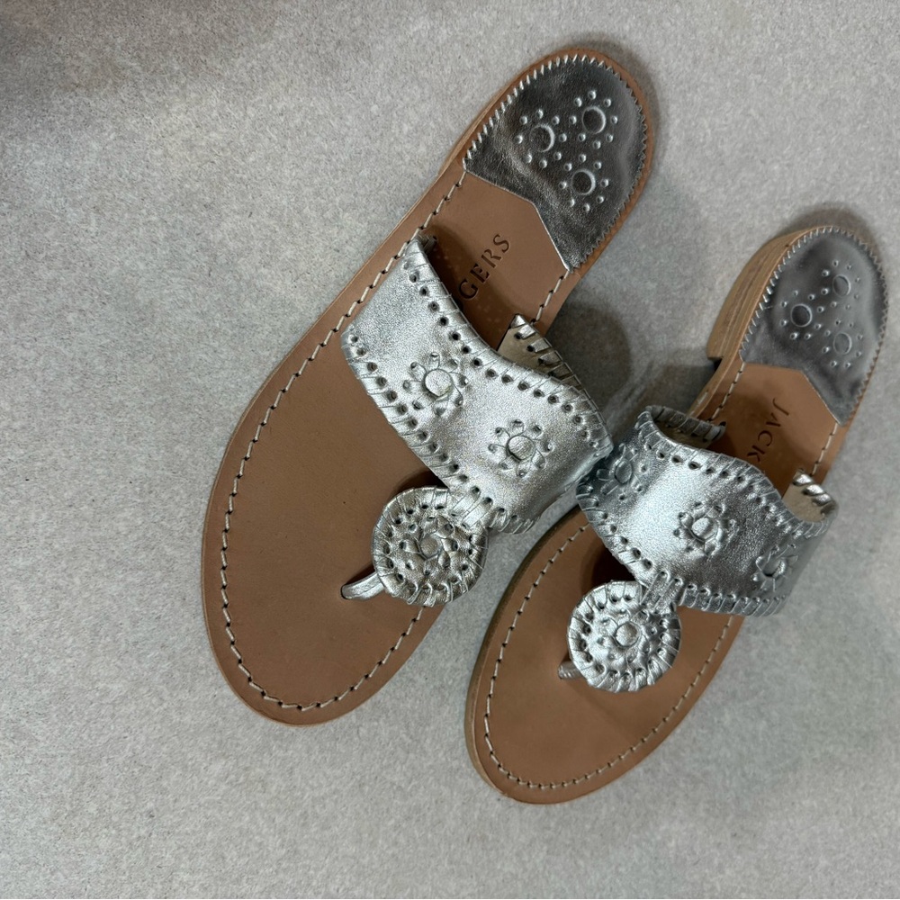 Jack Rogers Metallic Silver Sandals